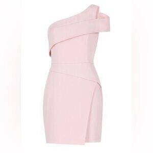 BCBG MaxAzria Blush Pink Asymmetrical One Shoulder Mini Dress